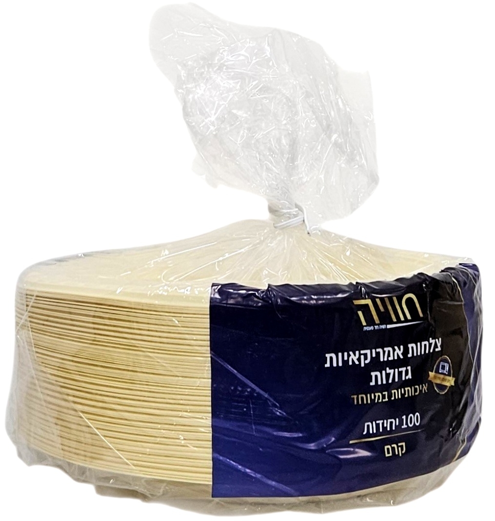 145 צלחות גדולות פרימיום אמריקאי קרם - 100 יחידות – תמונה 1